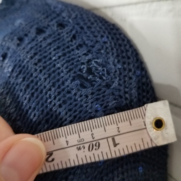 Navy Sequin Knit Sweater with Button Back Detail - Picture 3 of 5